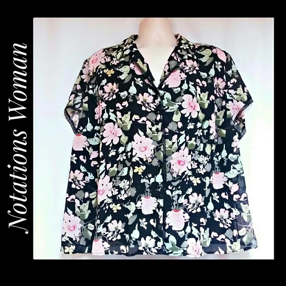 Notations Tops - Notations Woman Floral Button Down Blouse Size 3X Notations Tops - Notations Woman Floral Button Down Blouse Size 3X